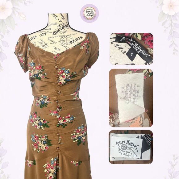 Y2K Betsey Johnson Silk Ruched Floral Dress • USA Made • NWT • Size 6 - Picture 8 of 9
